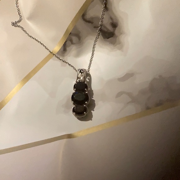 Shunghite necklace and ring set. - Picture 3 of 7